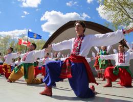 Ukrainian dancers performing on the Band Shell Stage